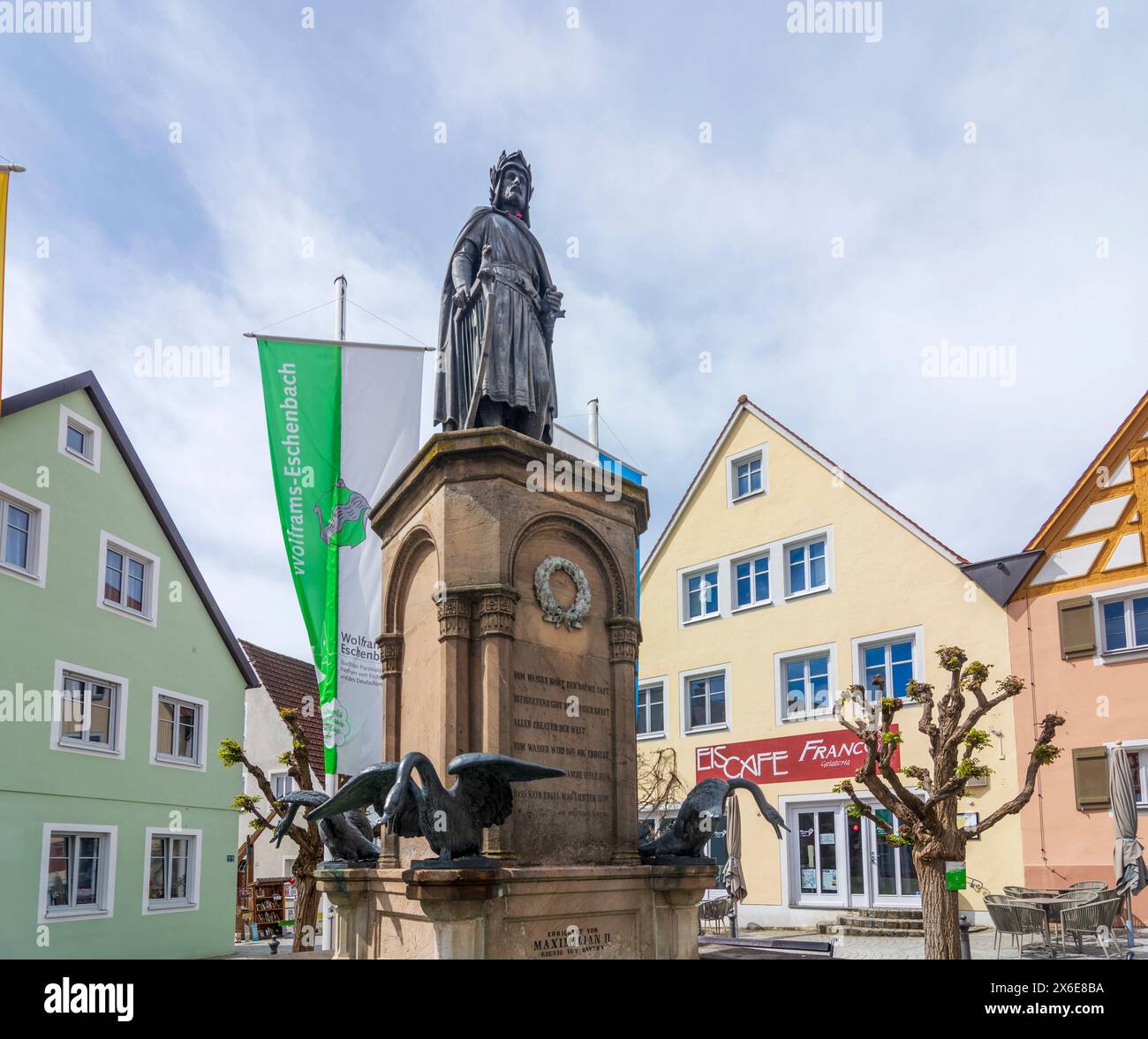 Wolframs-Eschenbach : Monument de Wolfram von Eschenbach à Mittelfranken, moyenne Franconie, Bayern, Bavière, Allemagne Banque D'Images