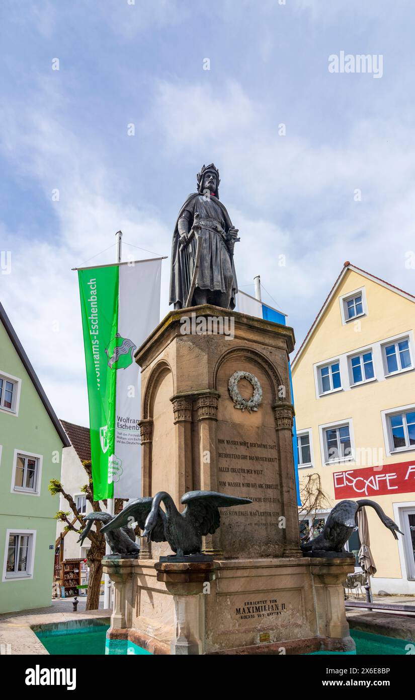 Wolframs-Eschenbach : Monument de Wolfram von Eschenbach à Mittelfranken, moyenne Franconie, Bayern, Bavière, Allemagne Banque D'Images
