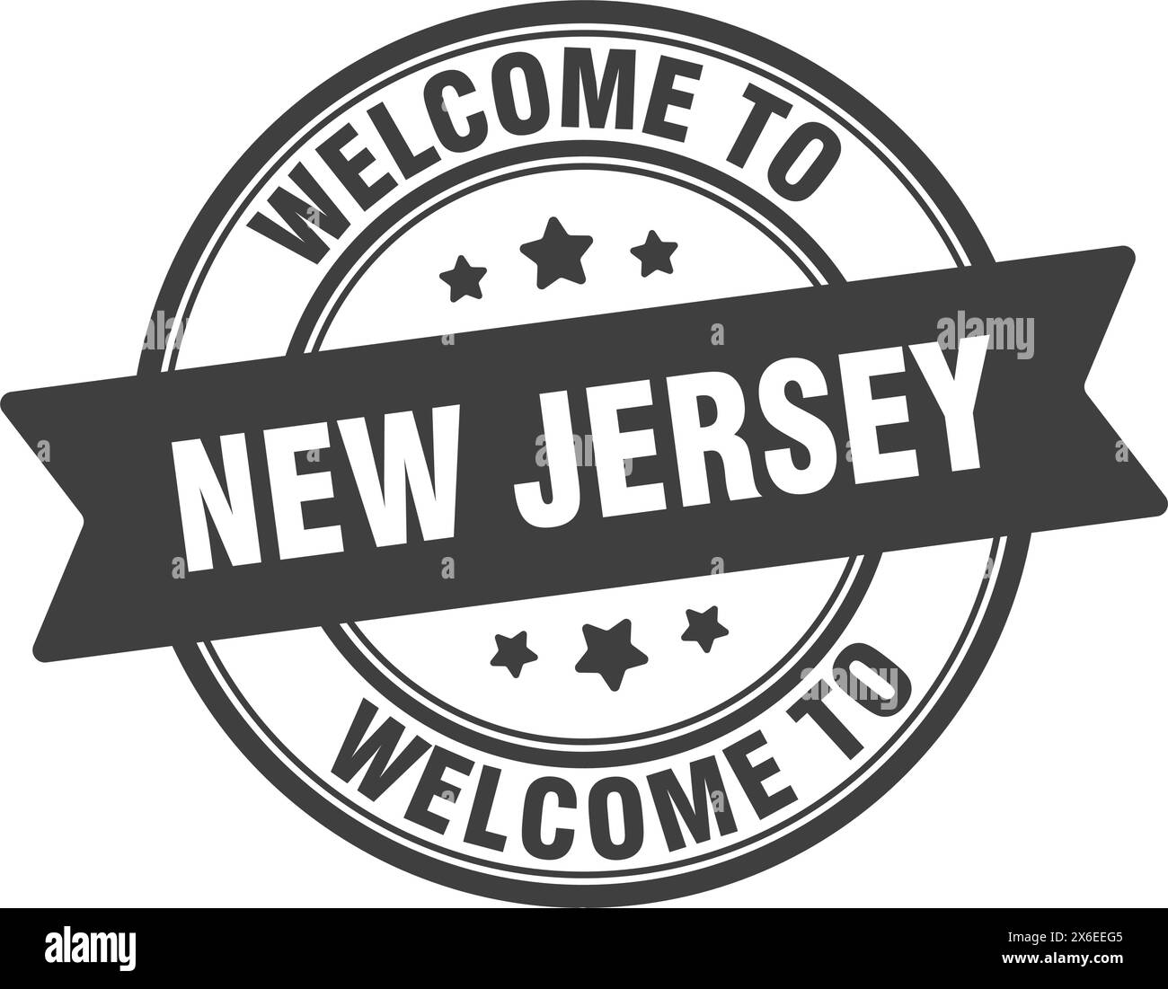 Bienvenue au timbre du New Jersey. Signe rond du New Jersey isolé sur fond blanc Illustration de Vecteur