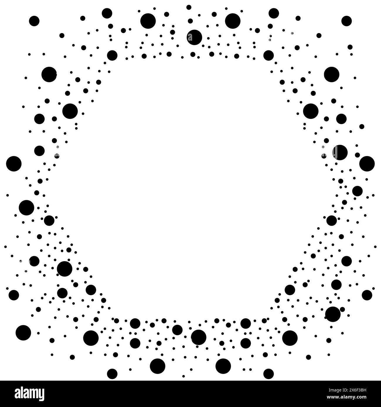 Cadre à points noirs. Bordure abstraite en pointillés. Motif rond géométrique. Vecteur de fond blanc. Illustration de Vecteur