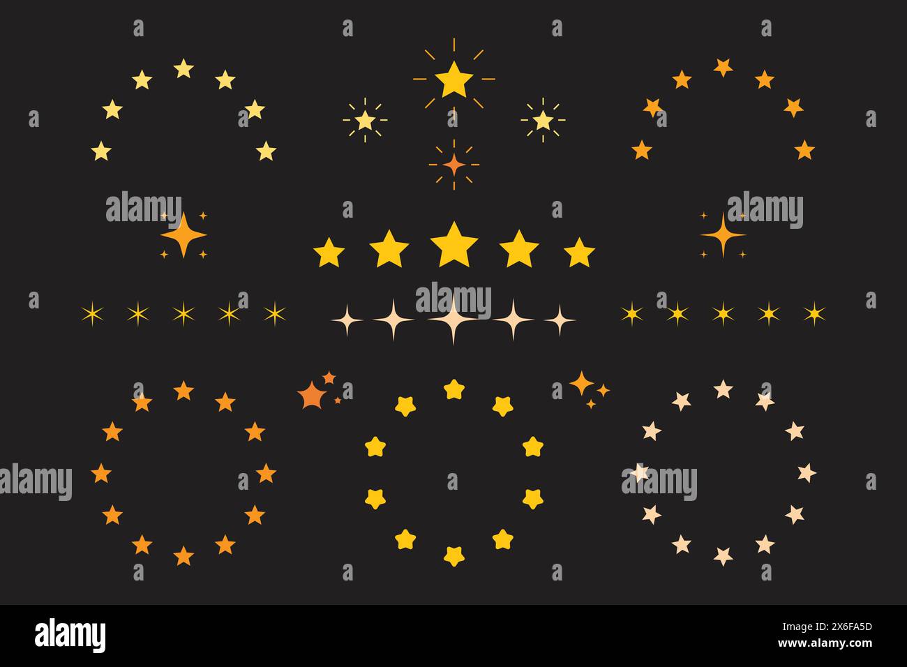 Une collection de formes d'étoiles circulaires et parallèles pour la décoration Illustration de Vecteur