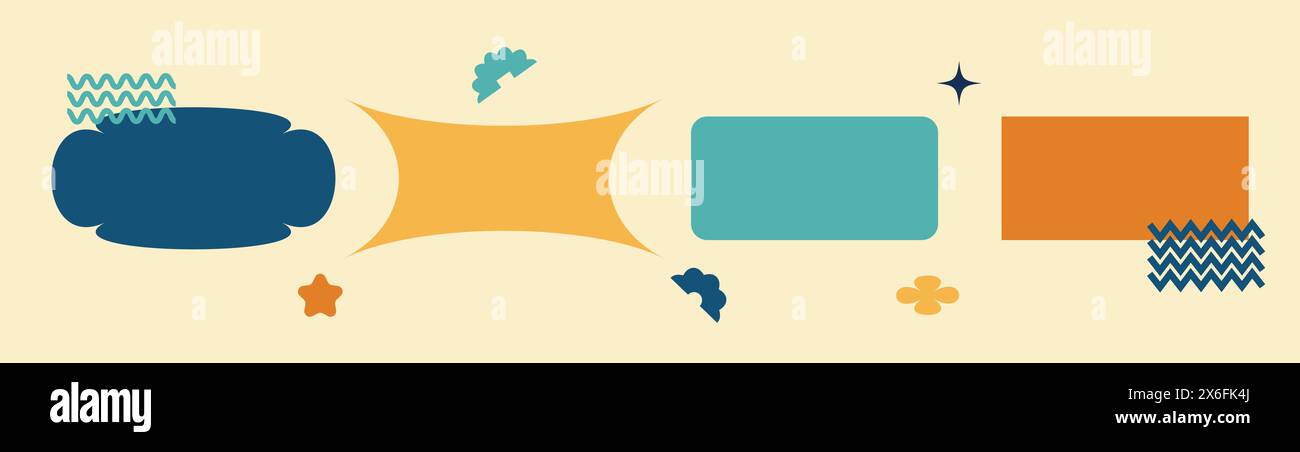 Formes et éléments abstraits tendance y2k. Esthétique rétro brutaliste. Formes primitives pour affiche, design, autocollant Illustration de Vecteur