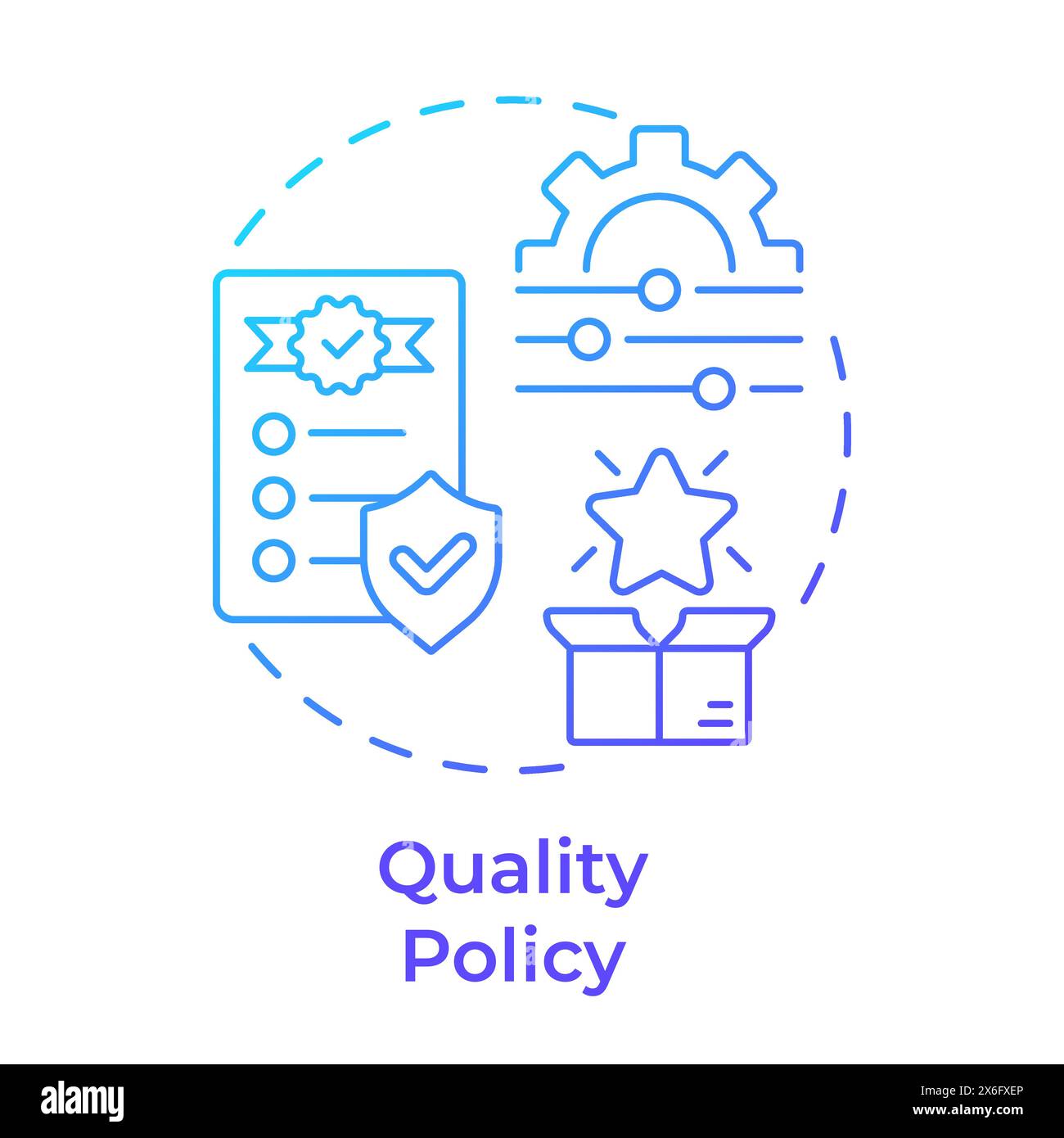Icône de concept de dégradé bleu de politique de qualité Illustration de Vecteur