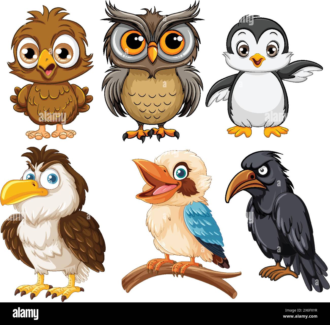 Illustration vectorielle de divers oiseaux de bande dessinée mignons Illustration de Vecteur