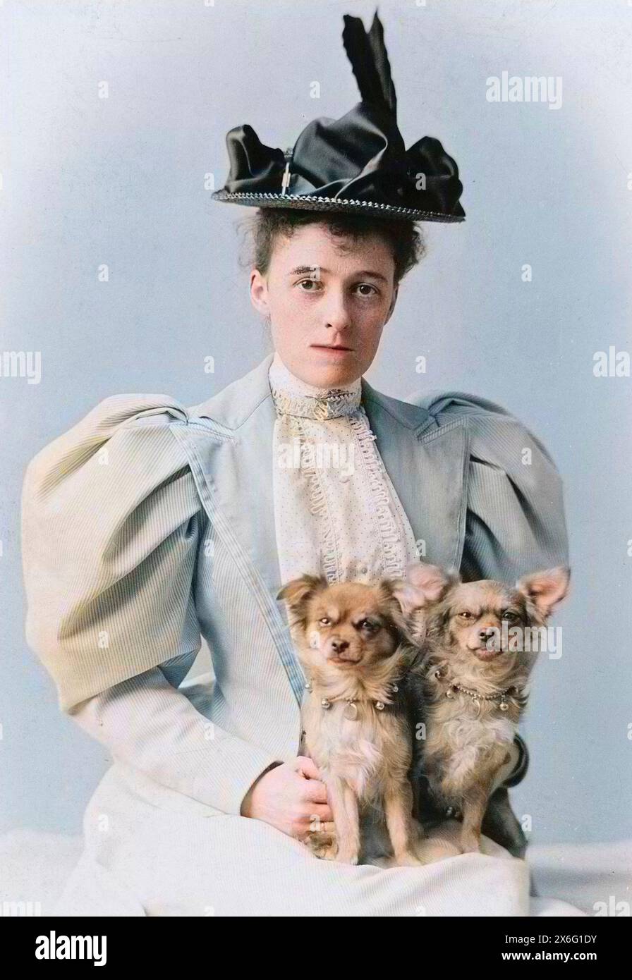 Portrait d'Edith Wharton (1862-1937) en 1889 coloration ultérieure. Image colorée numériquement Banque D'Images