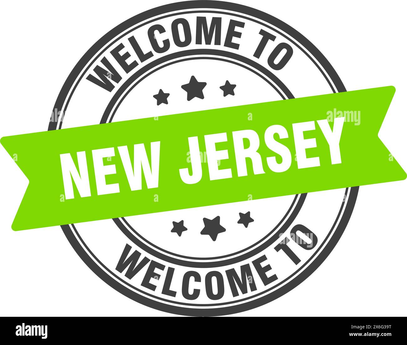 Bienvenue au timbre du New Jersey. Signe rond du New Jersey isolé sur fond blanc Illustration de Vecteur