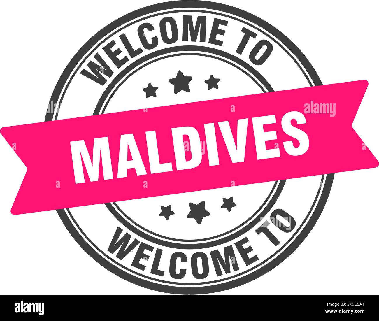 Bienvenue au timbre Maldives. Maldives signe rond isolé sur fond blanc Illustration de Vecteur