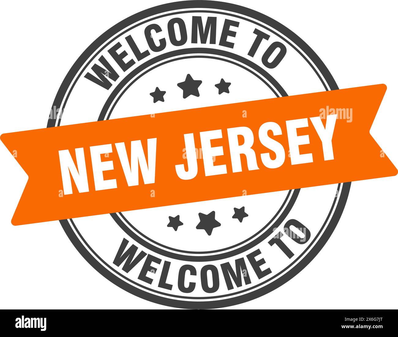 Bienvenue au timbre du New Jersey. Signe rond du New Jersey isolé sur fond blanc Illustration de Vecteur