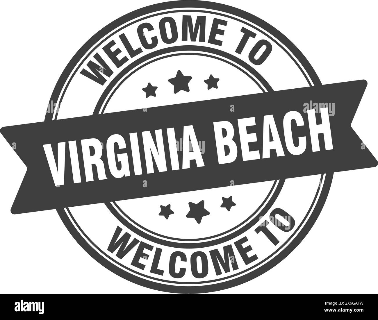 Bienvenue au timbre Virginia Beach. Virginia Beach signe rond isolé sur fond blanc Illustration de Vecteur