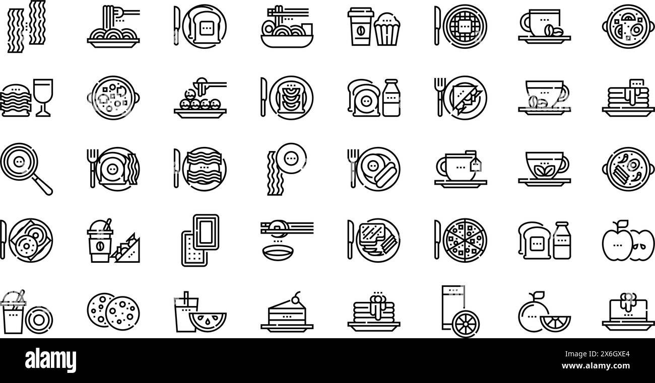 Brunch Icons collection est une illustration vectorielle avec trait modifiable. Illustration de Vecteur