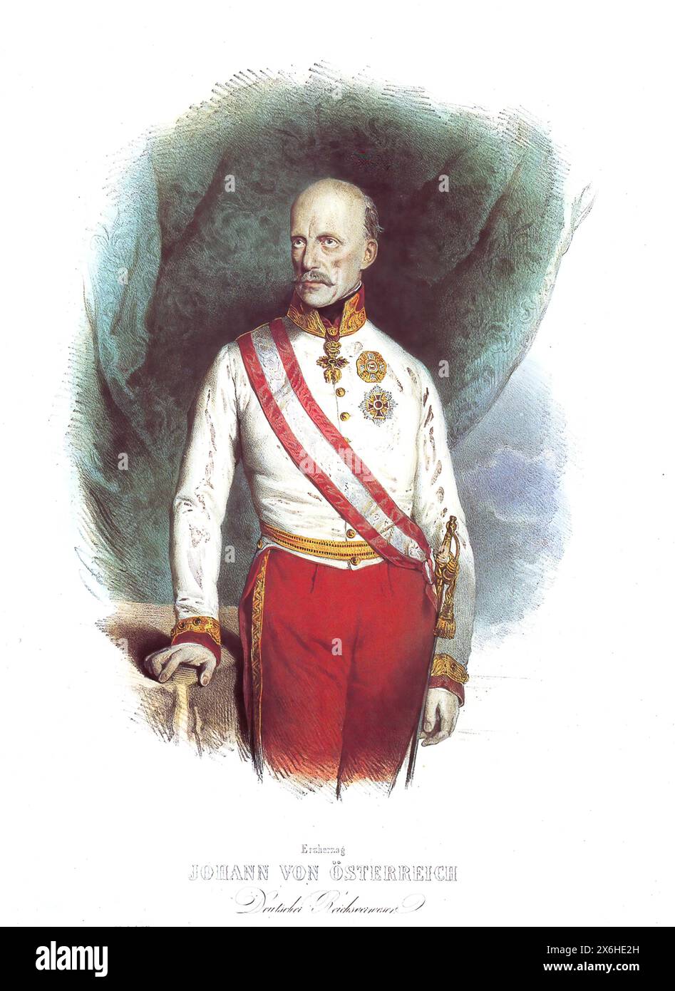 Erzherzog Johann Baptist Josef Fabian Sebastian von oesterreich (geb. 20. Jaenner 1782 à Florenz, est. 11. Mai 1859 in Graz) War ein Mitglied des Hauses Habsburg, Bruder von Kaiser Franz I., oesterreichischer Feldmarschall und in der Revolutionszeit von 1848/1849 deutscher Reichsverweser, Historisch, digital restaurierte Reproduktion von einer Vorlage aus dem 19. Jahrhundert, date du dossier non précisée Banque D'Images