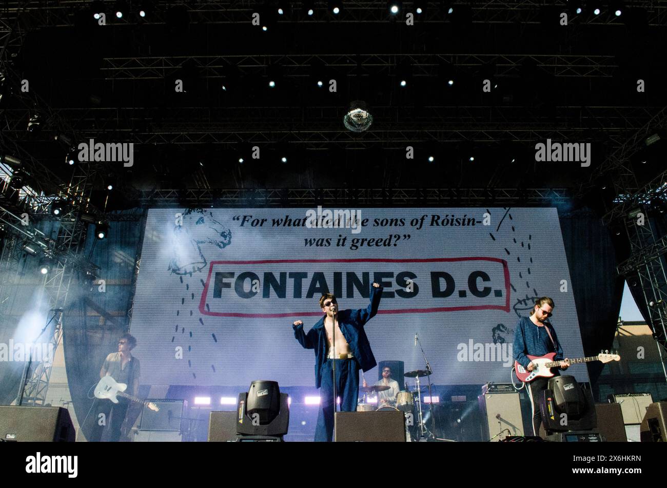 Fontaines D.C. se produisant au Release Athens Festival à Plateia Nerou / Grèce, juin 2019 Banque D'Images