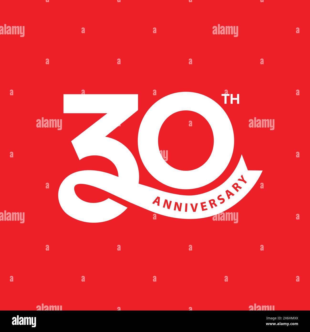 logo anniversaire de 30 ans dans un concept minimal moderne. modèle de 30e anniversaire, icône, timbre, étiquette avec ruban. Célébration d'anniversaire de l'entreprise ou de la personne Illustration de Vecteur