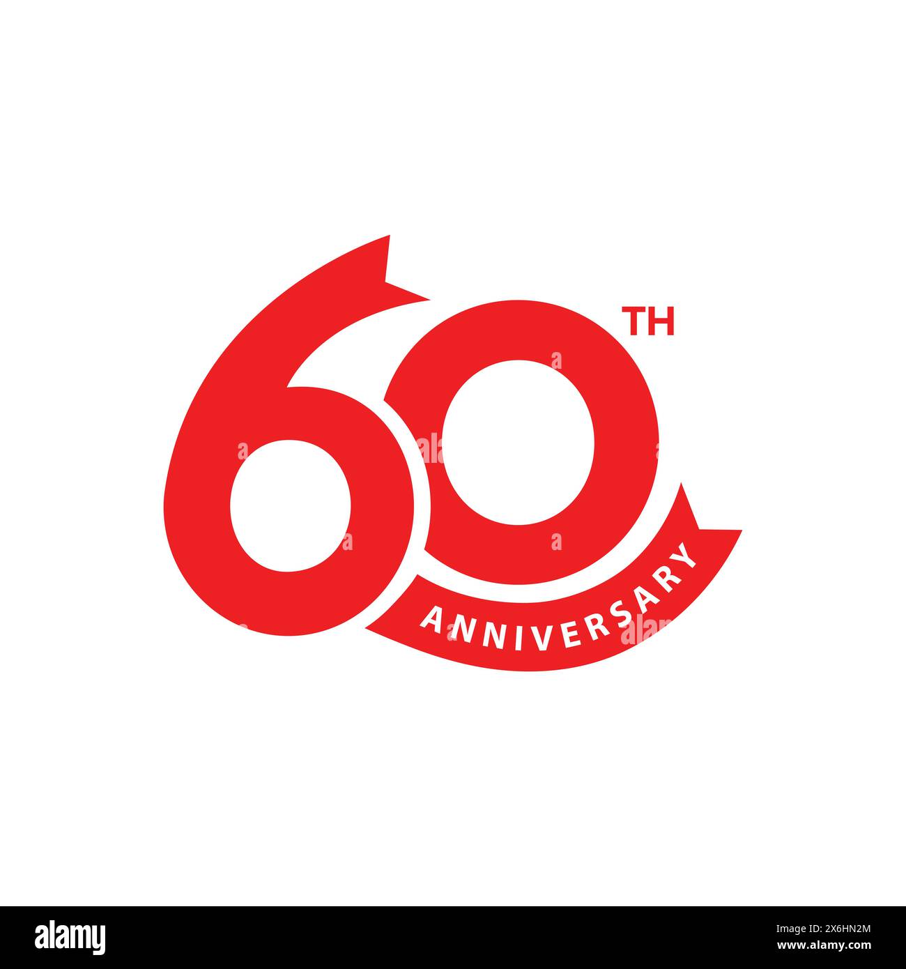 conception de modèle de logo anniversaire de 60 ans. icône 60e anniversaire, timbre, étiquette avec ruban. Signe et symbole de carte de voeux de célébration d'anniversaire Illustration de Vecteur