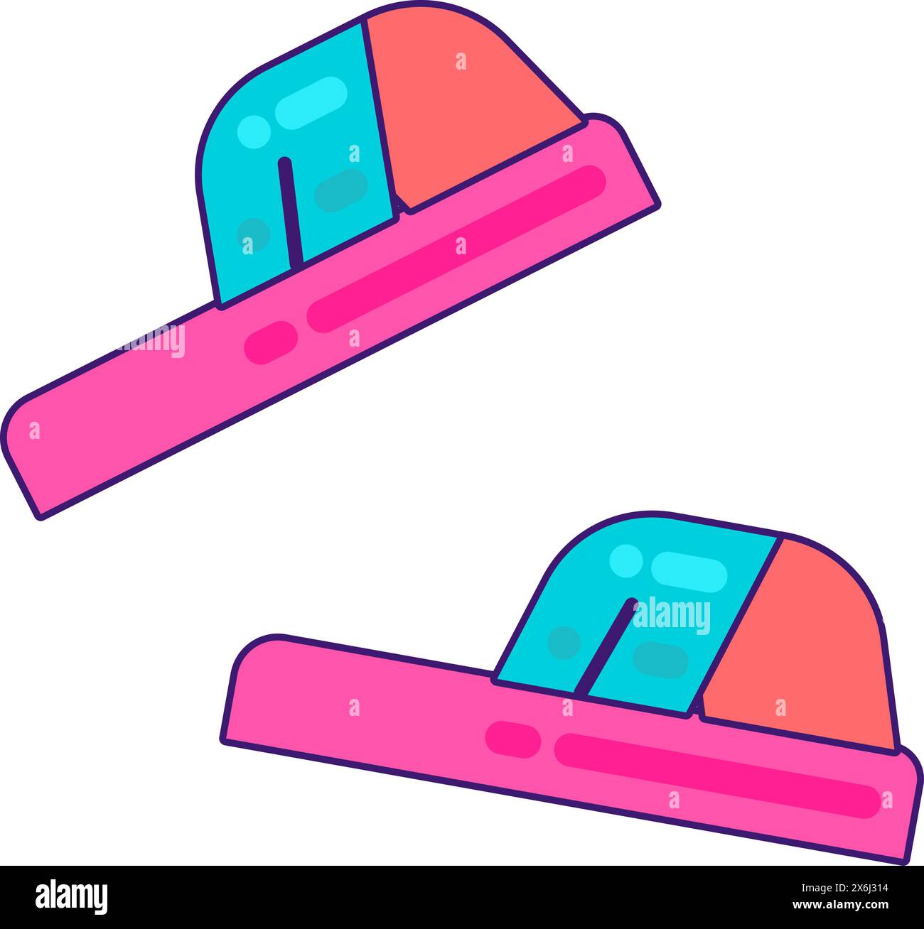 Chaussons en caoutchouc femmes roses. Tongs confortables pour des vacances à la mer. Icône des vacances d'été. Elément vectoriel de trait simple isolé sur fond blanc Illustration de Vecteur
