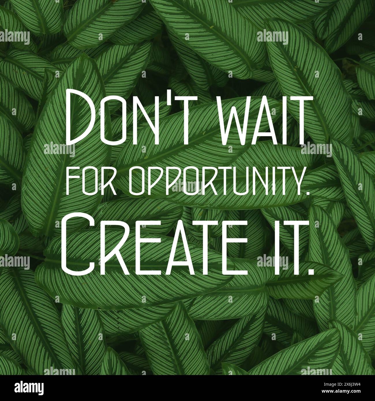 N'attendez pas l'occasion. Créez-le. Affiche textuelle de motivation commerciale. Affiche d'inspiration pour les médias sociaux. Banque D'Images