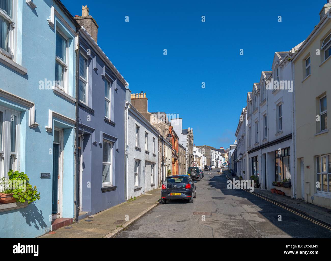 Rue à Port St Mary, Île de Man, Angleterre, Royaume-Uni Banque D'Images