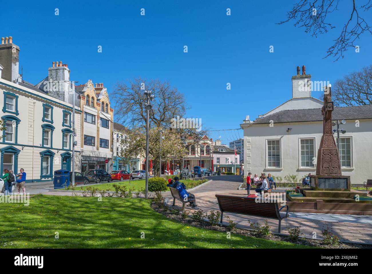 Vue vers Ramsay court House, Water Street, Ramsey, Île de Man, Angleterre, ROYAUME-UNI Banque D'Images