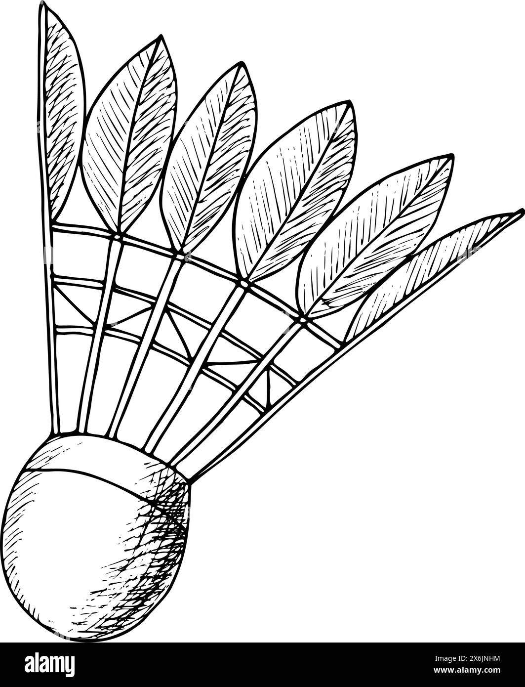 Volant de badminton, équipement sportif. Elément isolé d'esquisse dessiné à la main pour la conception Illustration de Vecteur