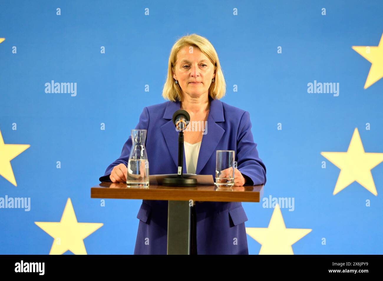 Vienne, Autriche. 15 mai 2024. La vice-présidente du Parlement européen et chef adjointe de la délégation SPÖ au Parlement européen, Evelyn Regner, lors de la conférence de presse sur le thème - la démocratie a besoin de justice - concepts pour des impôts équitables en Autriche et en Europe Banque D'Images