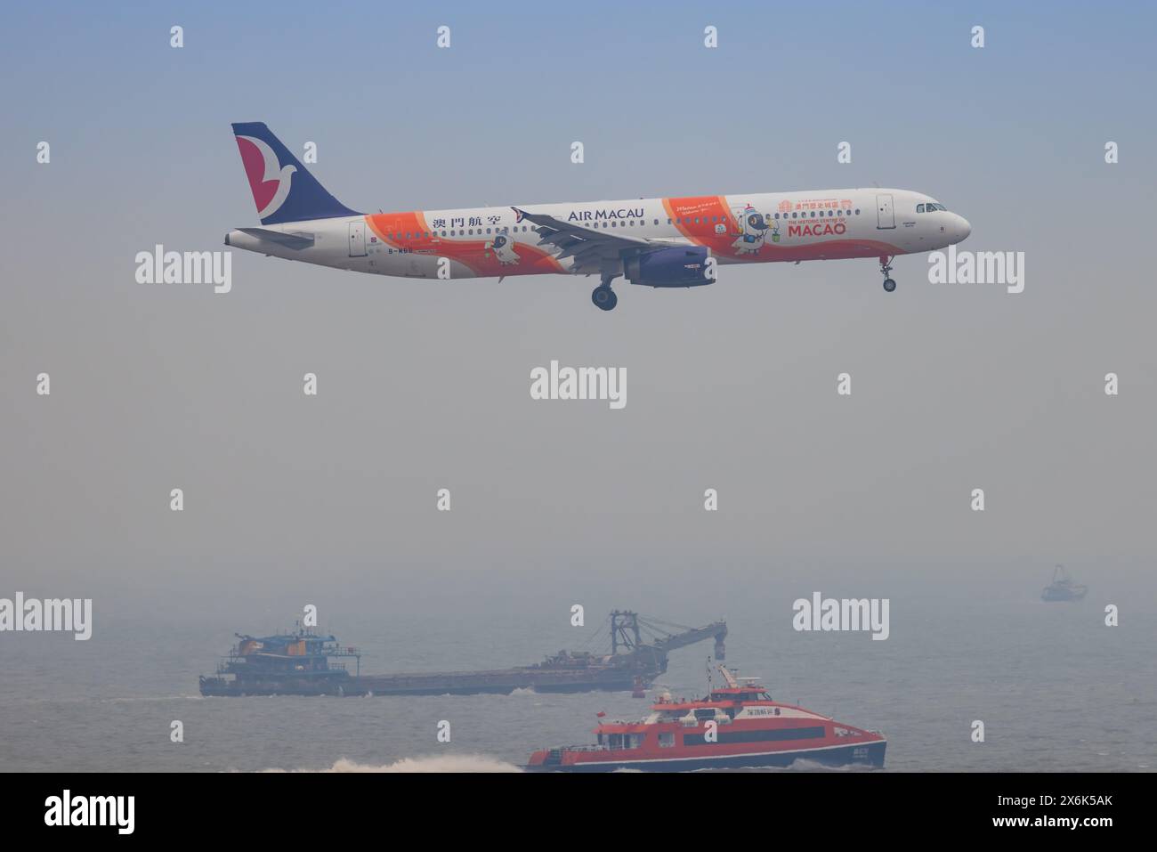 Macao, 9 avril 2024 : Macao Airbus A320 à l'aéroport de Macao Banque D'Images