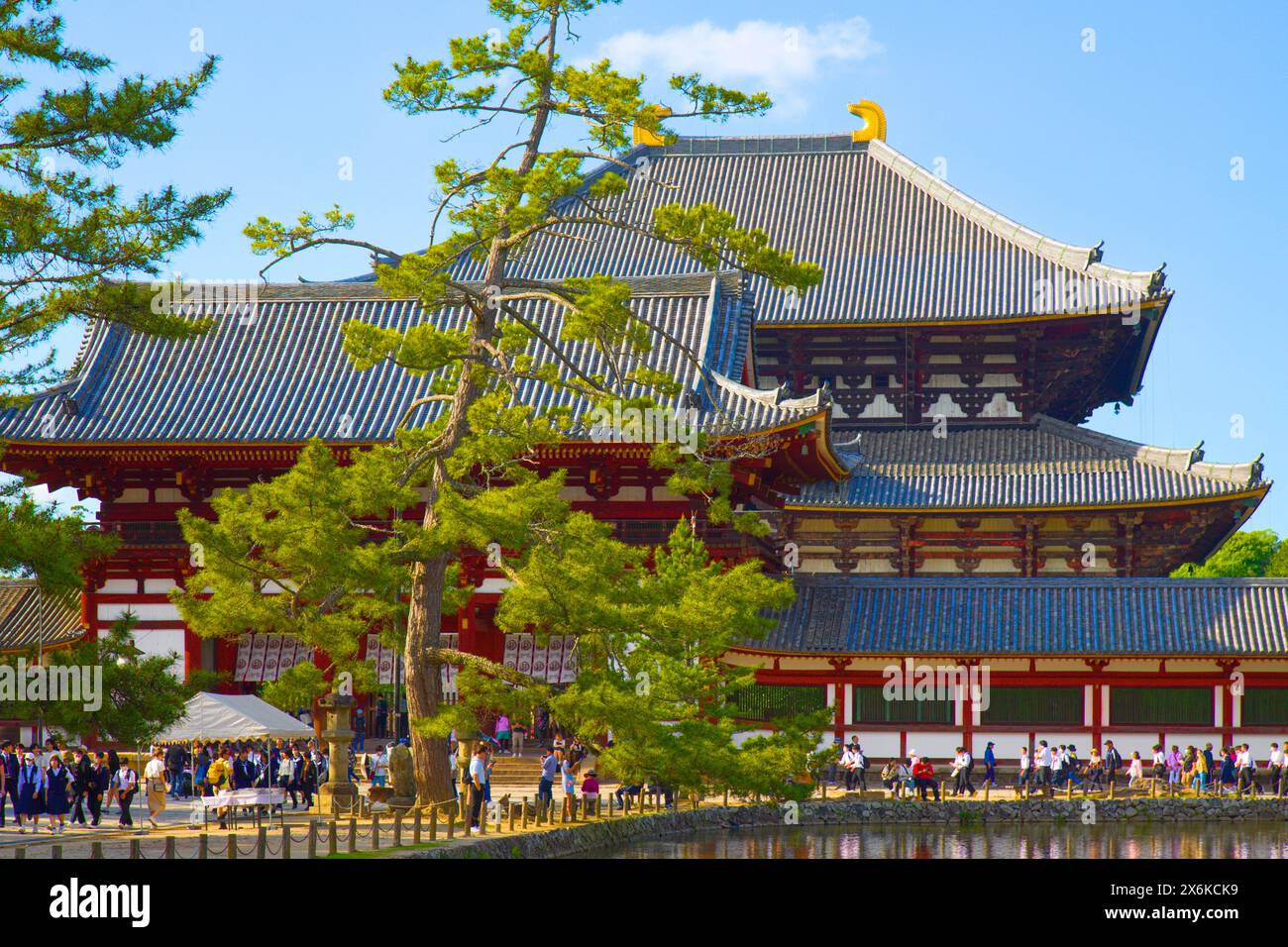 Japon, Nara, Temple Todaiji, Grande salle du Bouddha, Daibutsuden, Banque D'Images