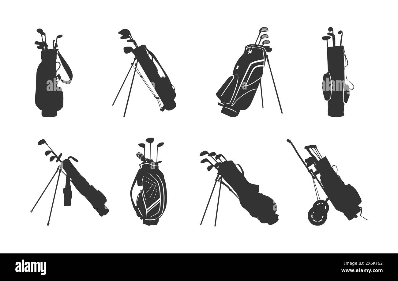 Silhouette de sac de golf, clipart de sac de golf, logo de sac de golf, icône de sac de golf, illustration vectorielle de sac de golf. Illustration de Vecteur