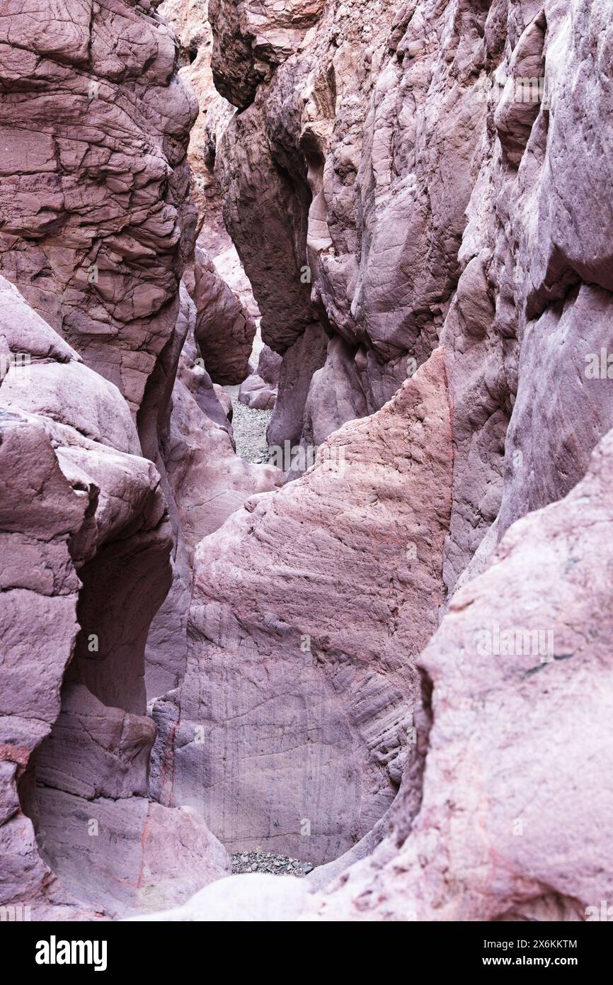 Slot Canyon connu sous le nom de fissure coupe à travers la roche volcanique dans le désert de l'Arizona près du lac Havasu Banque D'Images