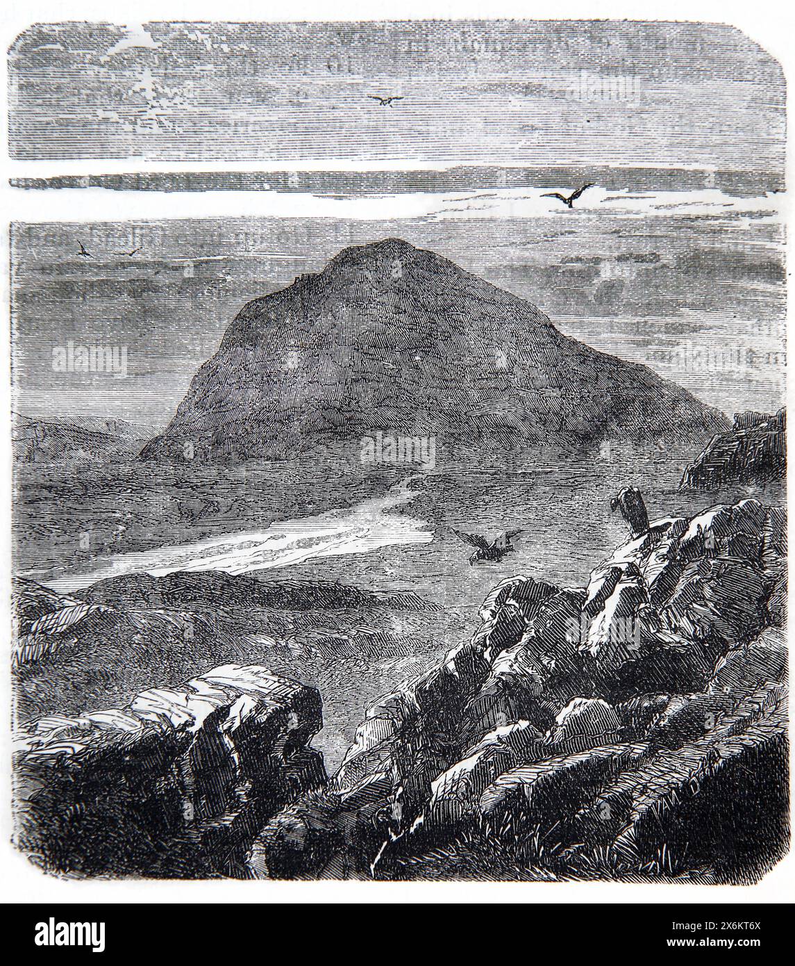 Gravure sur bois du mont Tabor en Israël dit être le lieu de Jésus Christ Transfiguration par A.M. Rousseau dans Antique XIXe siècle illustré FAMI Banque D'Images