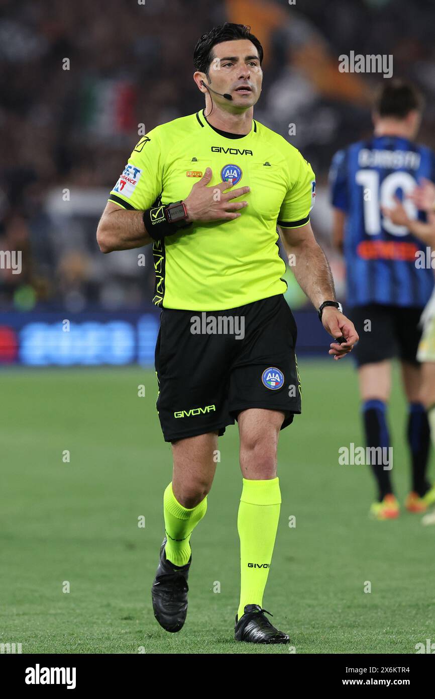 Rome, Italie. 15 mai 2024. Rome, Italie 15.05.2024 : arbitre Maresca lors de la COUPE D'ITALIE 2023-2024, Coppa Italia Frecciarossa, match de football Atalanta Bergamasca vs FC Juventus au stade Olympique de Rome. Crédit : Agence photo indépendante/Alamy Live News Banque D'Images