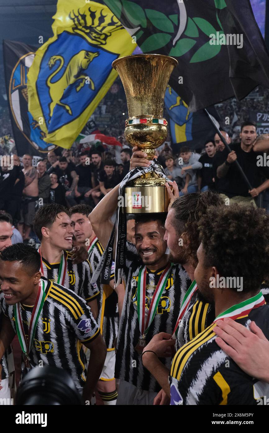 La Juventus remporte la Coupe d'italie lors du match final de la Coupe d'Italie entre Atalanta et la Juventus au Stadio Olimpico le 15,2024 mai à Rome, Italie. Banque D'Images