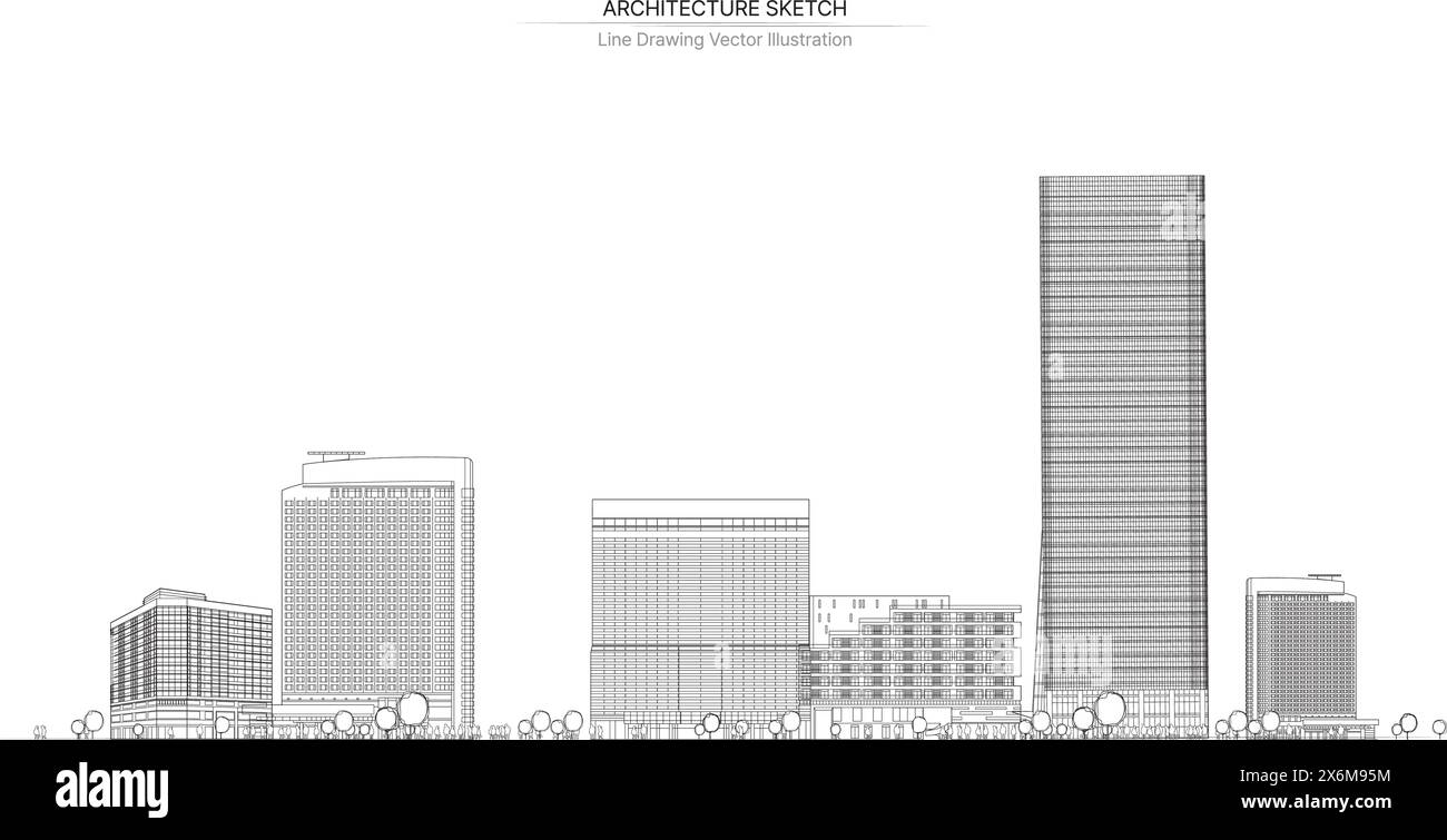 Dessin au trait d'architecture. Esquisse Cityscape, esquisse vectorielle. Illustration d'architecture. Illustration de Vecteur