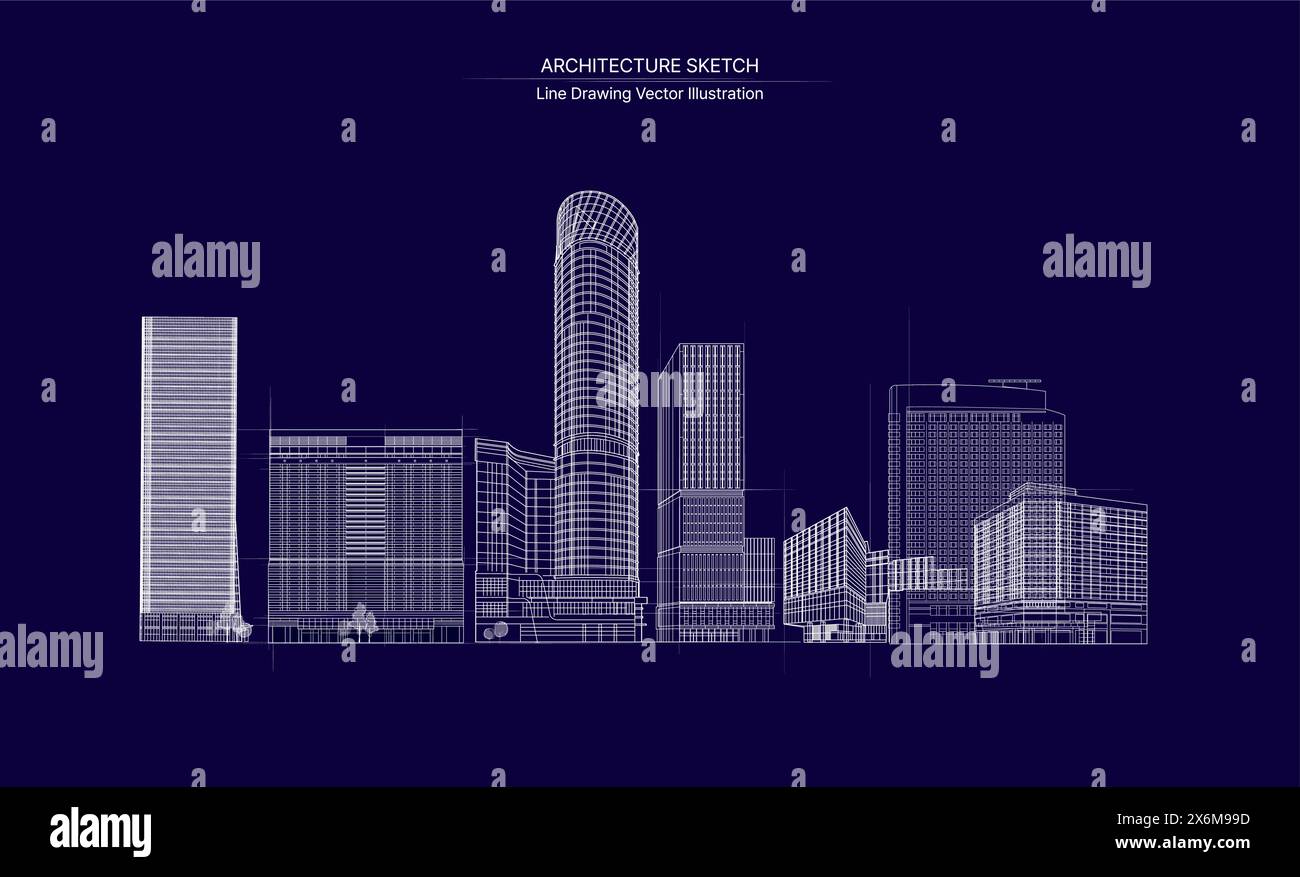 Dessin au trait d'architecture. Esquisse Cityscape, esquisse vectorielle. Illustration d'architecture. Illustration de Vecteur