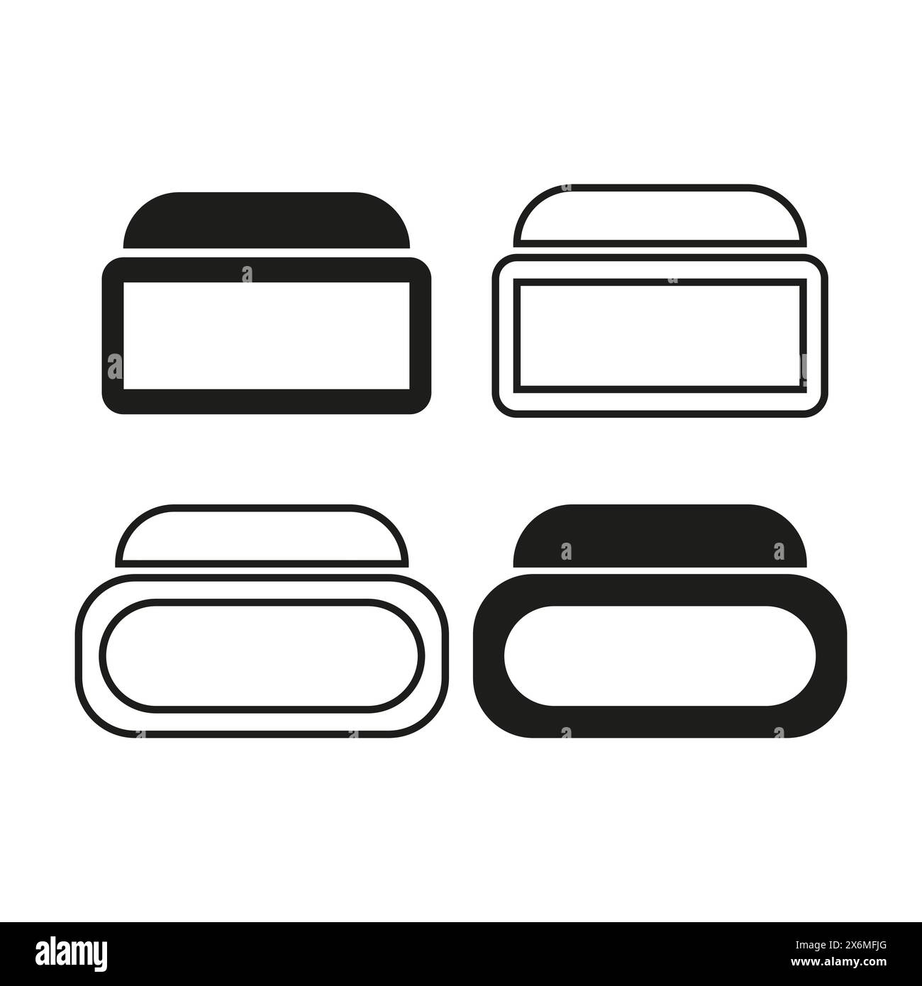Ensemble d'icônes vectorielles de conteneurs de crème. Collection de silhouette de pot cosmétique. Emballage des produits de soin de la peau symboles vectoriels. Illustration de Vecteur