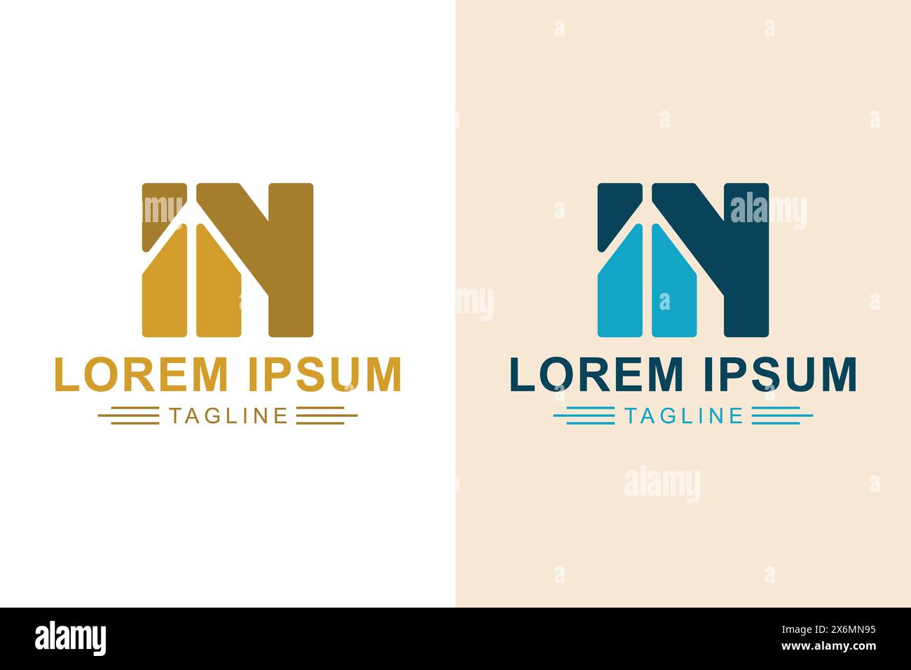 Logo du bâtiment. Lettre abstraite logo I N avec bâtiment. Logo créatif professionnel. conception simple modifiable Illustration de Vecteur