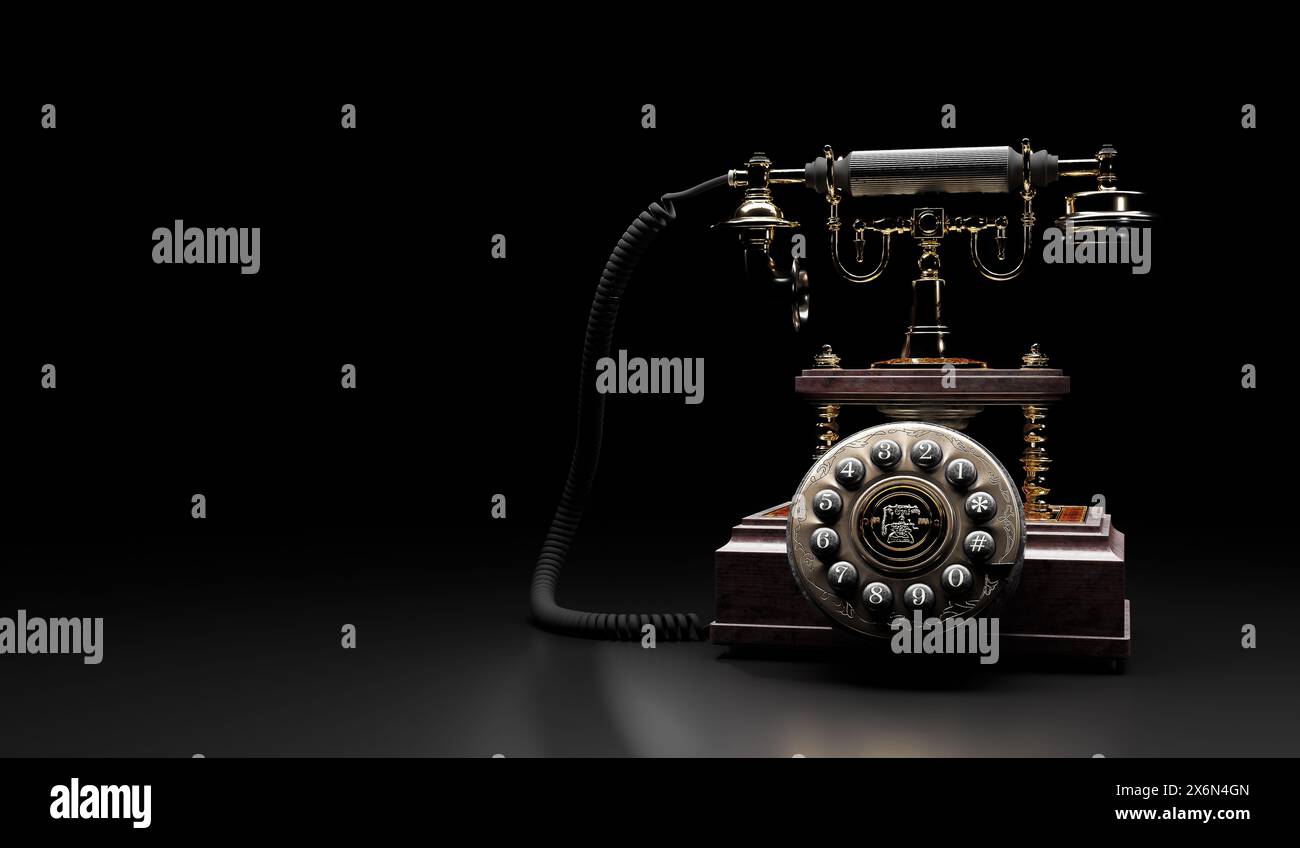 un vieux téléphone qui a été poli à un éclat - illustration 3d. Banque D'Images