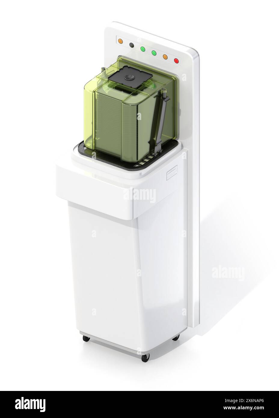 Vue isométrique du port de charge de Foup de semi-conducteur isolé sur fond blanc. Conception générique. Image de rendu 3D. Banque D'Images