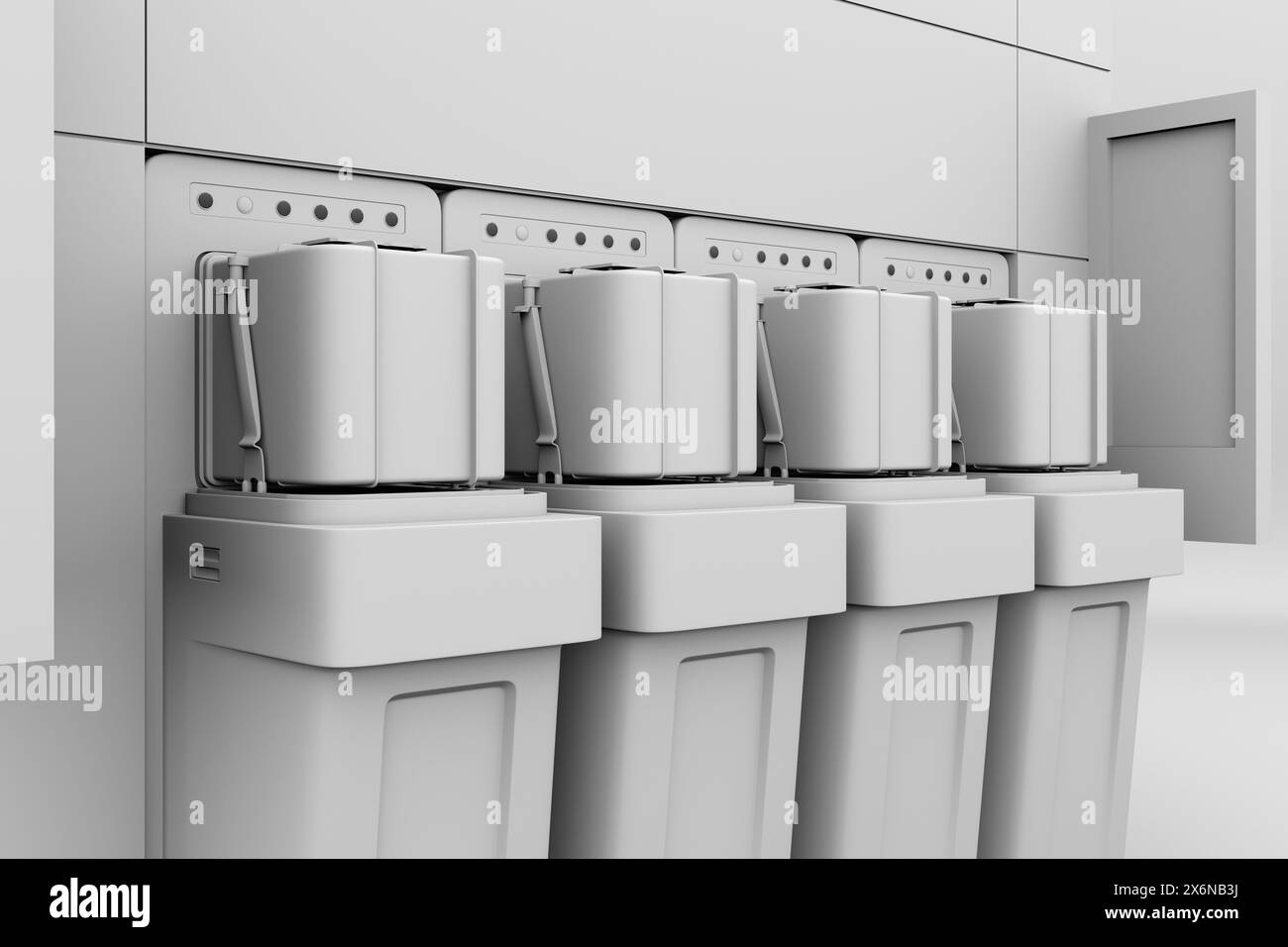 Rendu à l'argile du semi-conduit Wafer Cleaning, système de gravure en salle blanche Fab. Image de rendu 3D. Banque D'Images