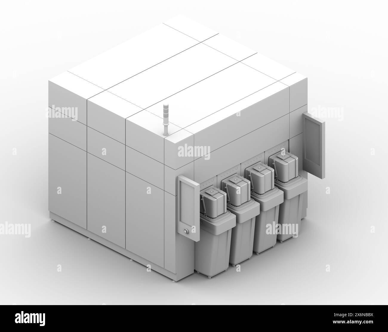 Rendu à l'argile du semi-conduit Wafer Cleaning, système de gravure en salle blanche Fab. Vue isométrique. Image de rendu 3D. Banque D'Images