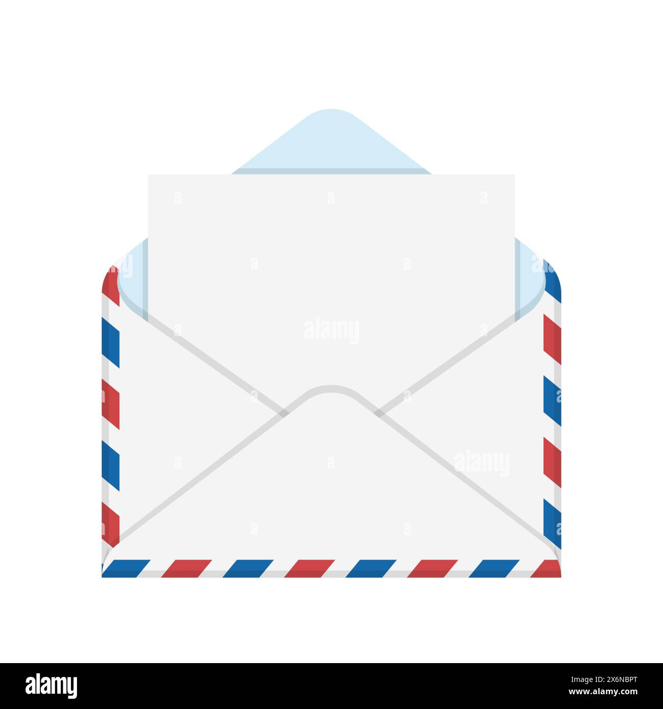 Enveloppe de courrier ouverte et papier à lettre vierge, illustration isolée de vecteur de dessin animé Illustration de Vecteur