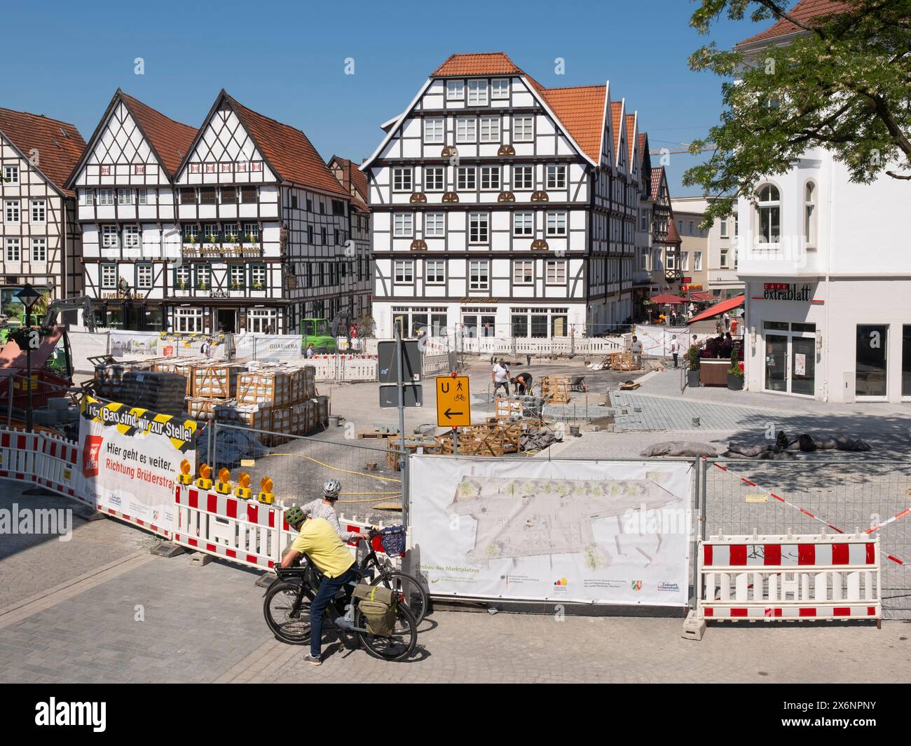 Baustelle auf dem Marktplatz, Soest, Nordrhein-Westfalen, Deutschland, Europa Banque D'Images