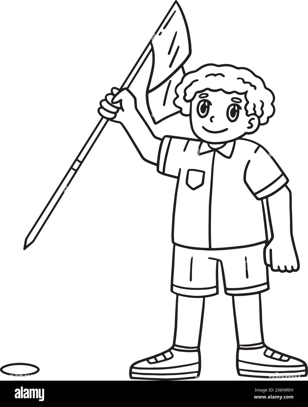 Golf Golfer Sticking Flagstick couleur isolée Illustration de Vecteur