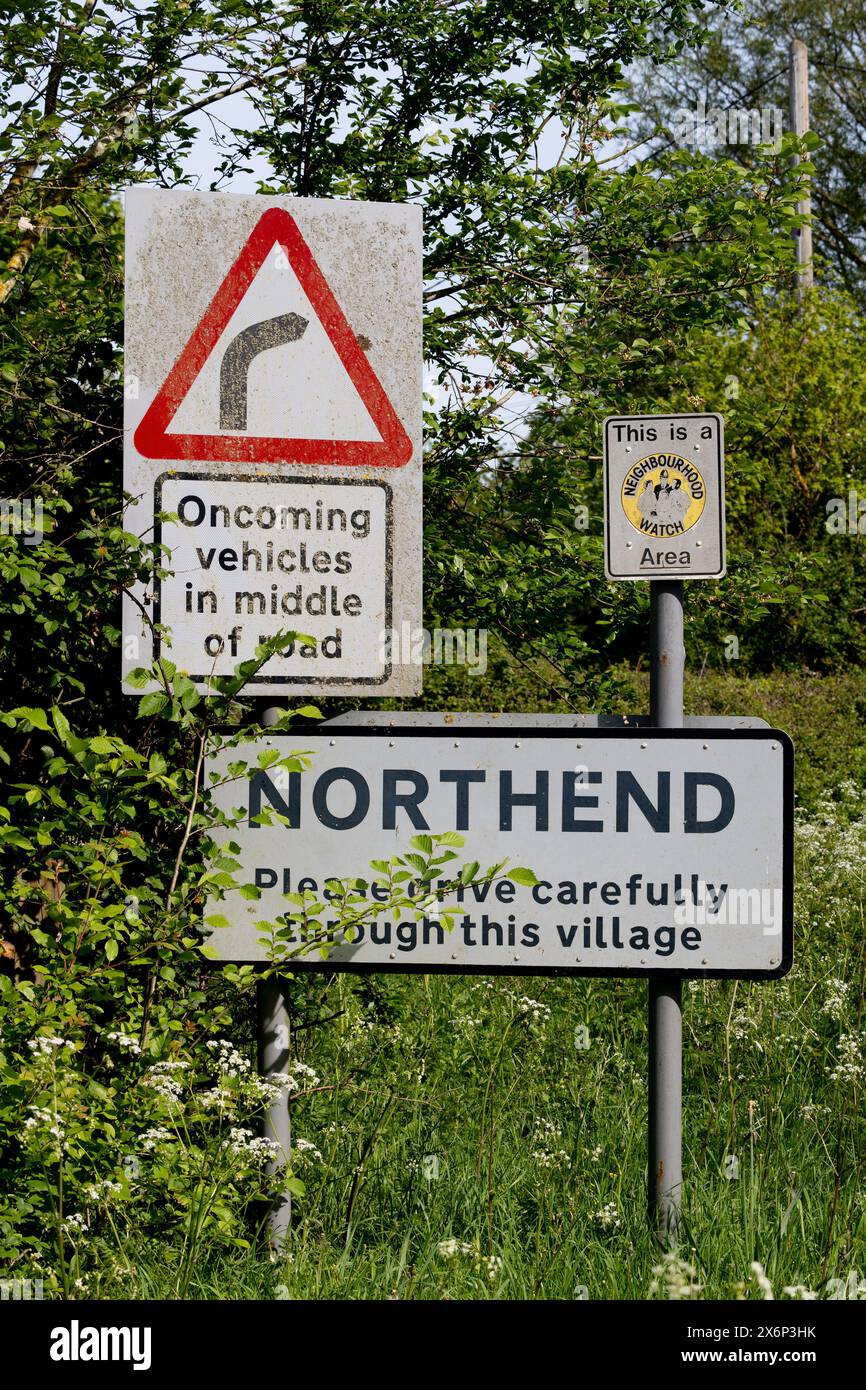 Panneau du village Northend, Warwickshire, Angleterre, Royaume-Uni Banque D'Images