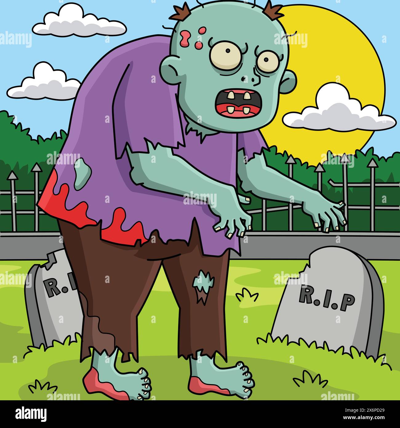 Zombie Big Man illustration de dessin animé coloré Illustration de Vecteur