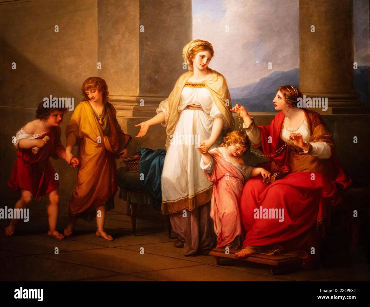 Angelica Kauffmann, Cornelia, mère des Gracchi, montrant ses enfants comme ses trésors, vers 1785, huile sur toile, Virginia Museum of Fine Arts, Richmond. Banque D'Images