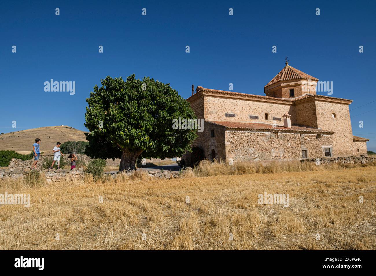 Ermita de la Virgen del Moral, SIGLO XVIII, El Poyo del municipio de Calamocha, provincia de Huesca, Aragón, Espagne, Europe. Banque D'Images