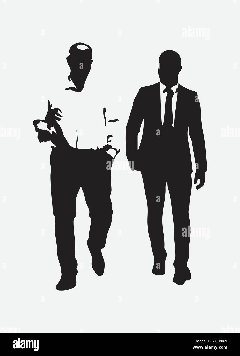 Liens intemporels, silhouettes de jeunes hommes et plus âgés marchant Illustration de Vecteur