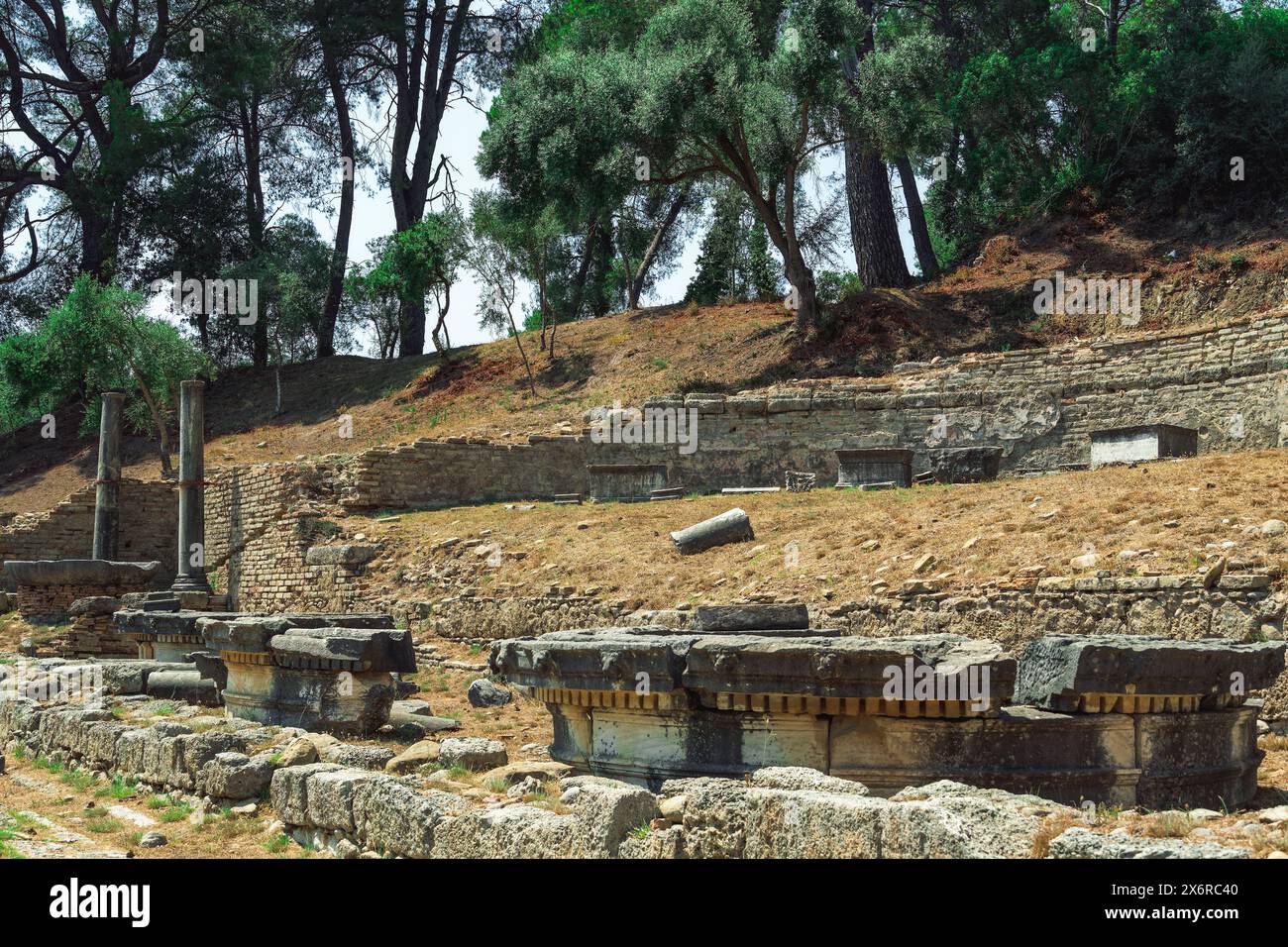 Olympia, Grèce ruines antiques sur le site archéologique. Banque D'Images