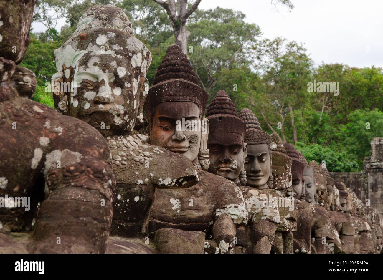 Sculptures en pierre d'Angkor Thom au Cambodge, Angkor Wat Banque D'Images