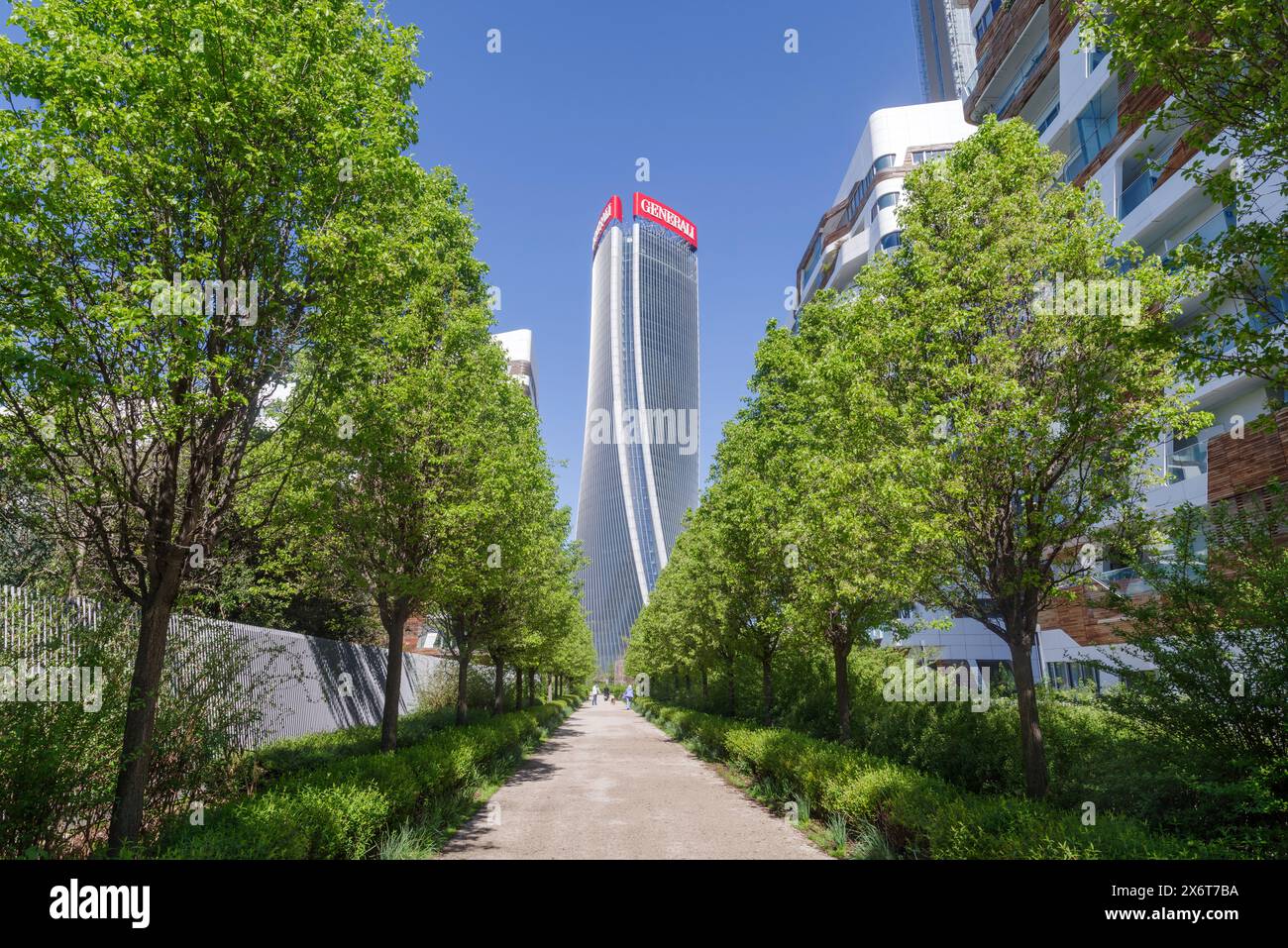 Gratte-ciel Generali Tower siège des bureaux du Groupe Generali à Milan et Hadid Residences Banque D'Images